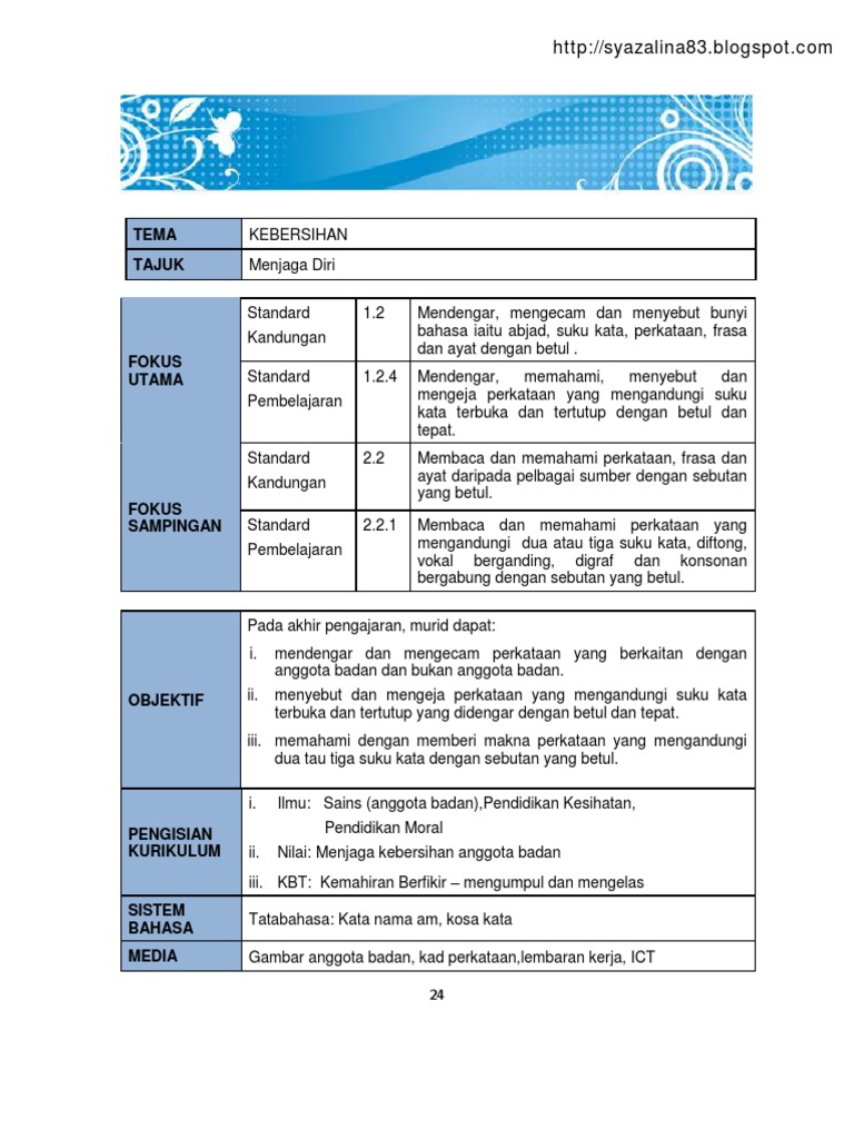 RPH Bahasa Malaysia Tahun 1 KSSR