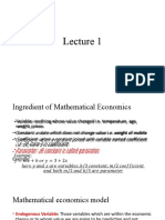 Mathematical Economics Model: Variables, Parameters & Equilibrium