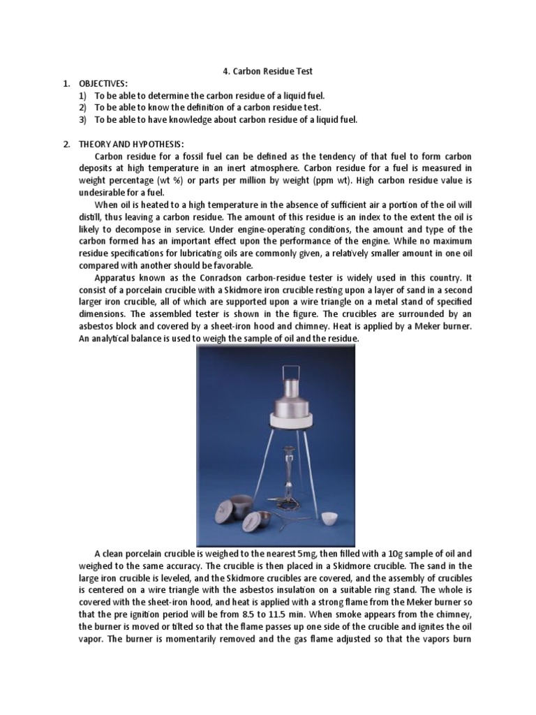 Conradson Carbon Residue Test Procedure | PDF | Fuels | Carbon