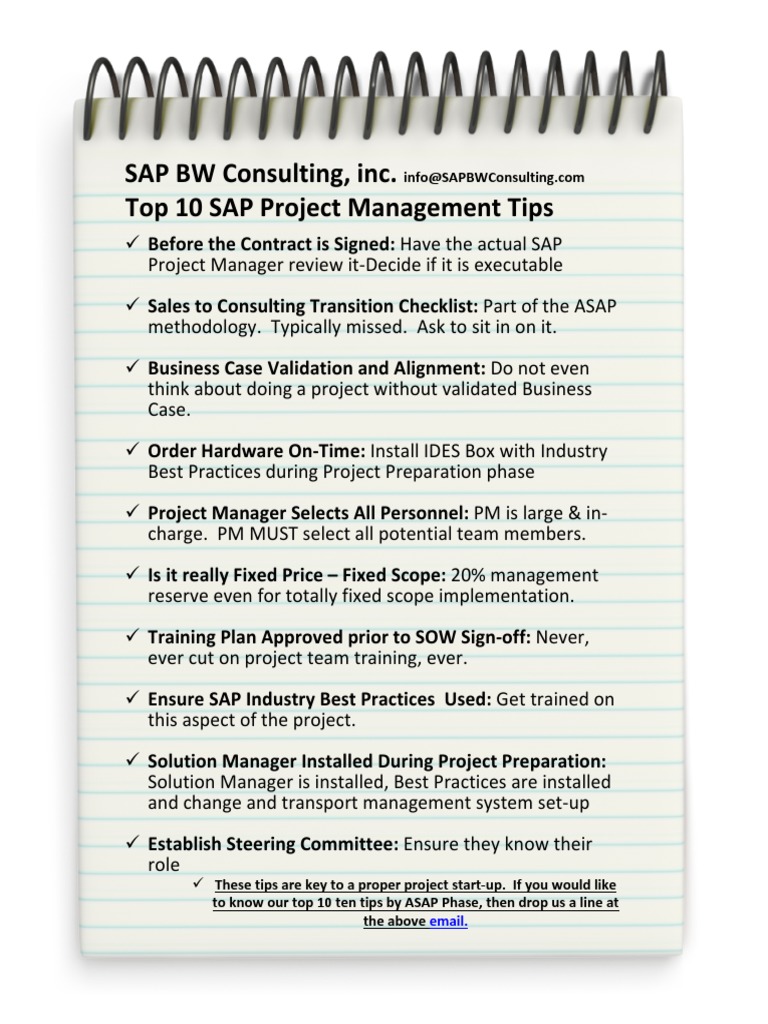 Top 10 SAP Project Management Tips | PDF