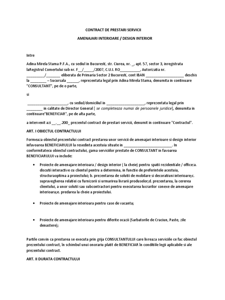 Contract de Prestari Servicii | PDF