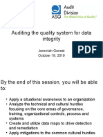 Auditing The Quality System For Data Integrity