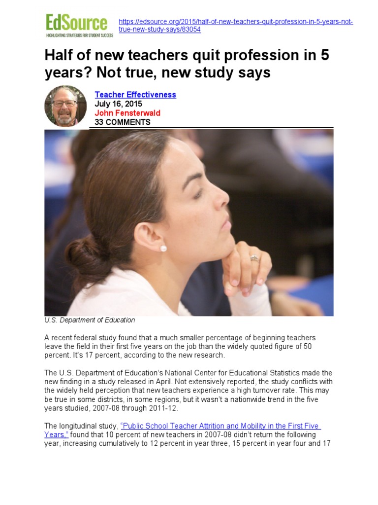 Half of New Teachers Quit Profession in 5 Years - Not True, New Study ...