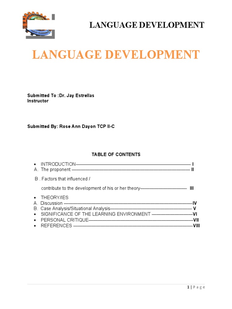 Language Development Pdf Second Language Acquisition Language