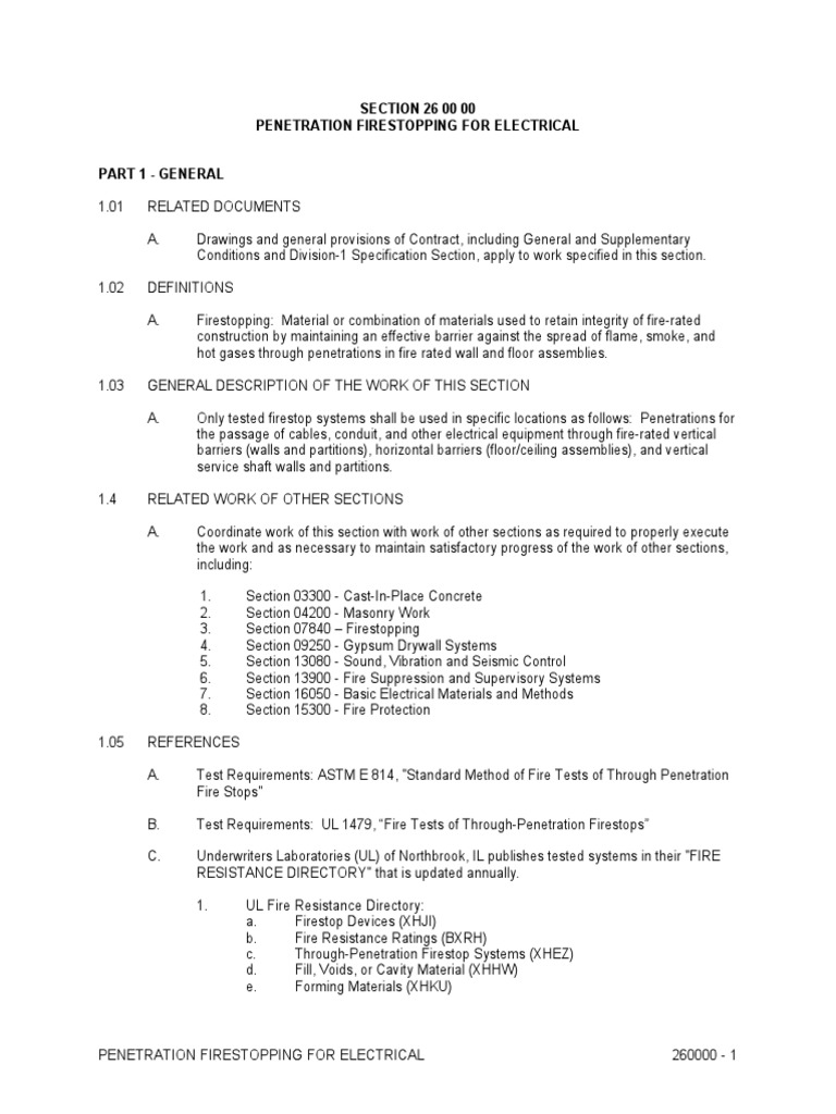 Electrical Penetration Firestopping Guide | PDF | Wall | Civil Engineering