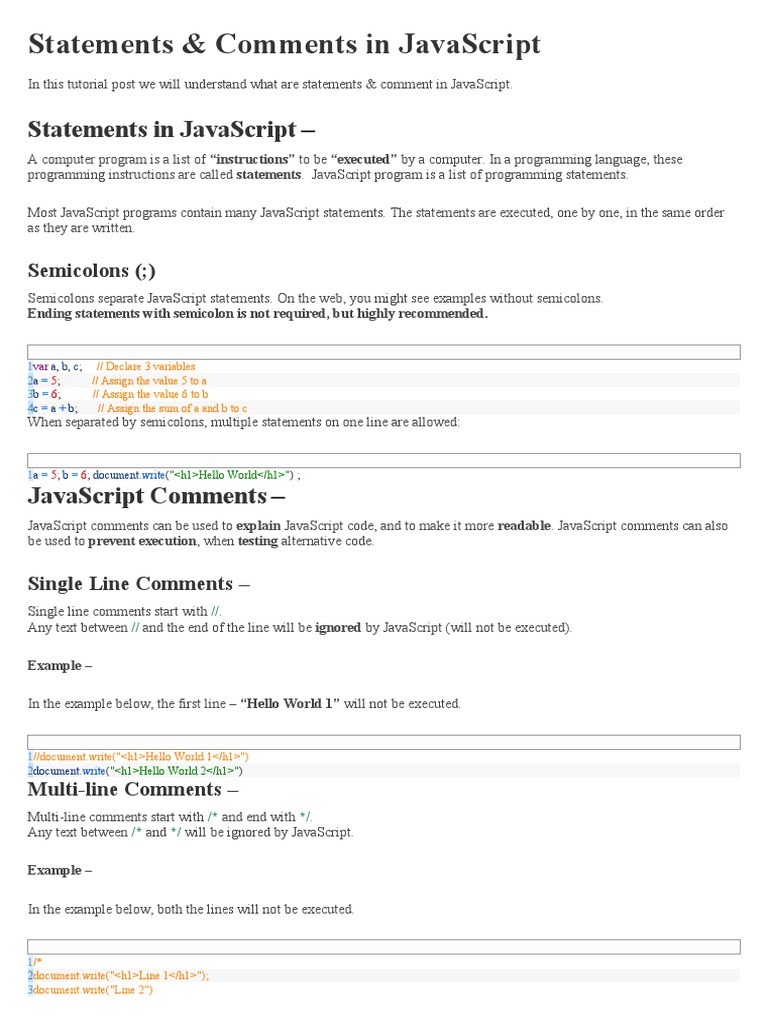 Statements in Javascript | PDF
