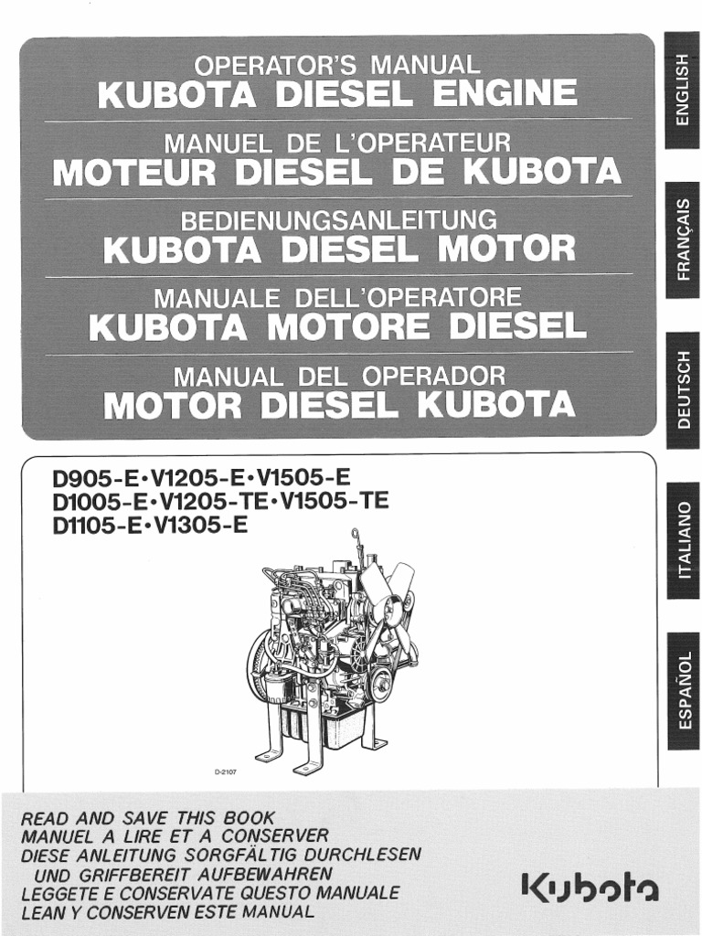 Motor Kubota V1505 Manual Operación PDF PDF