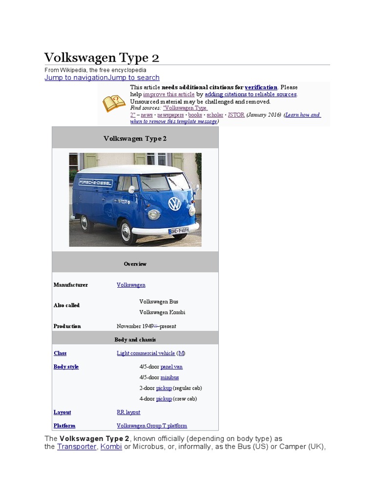 Volkswagen Type 2, PDF, Vehicle Technology