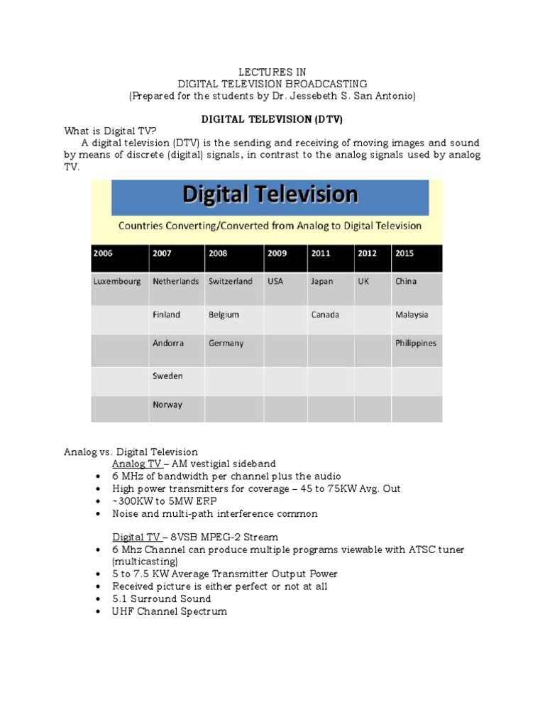 Overview of Digital Television Broadcasting | PDF | Orthogonal ...