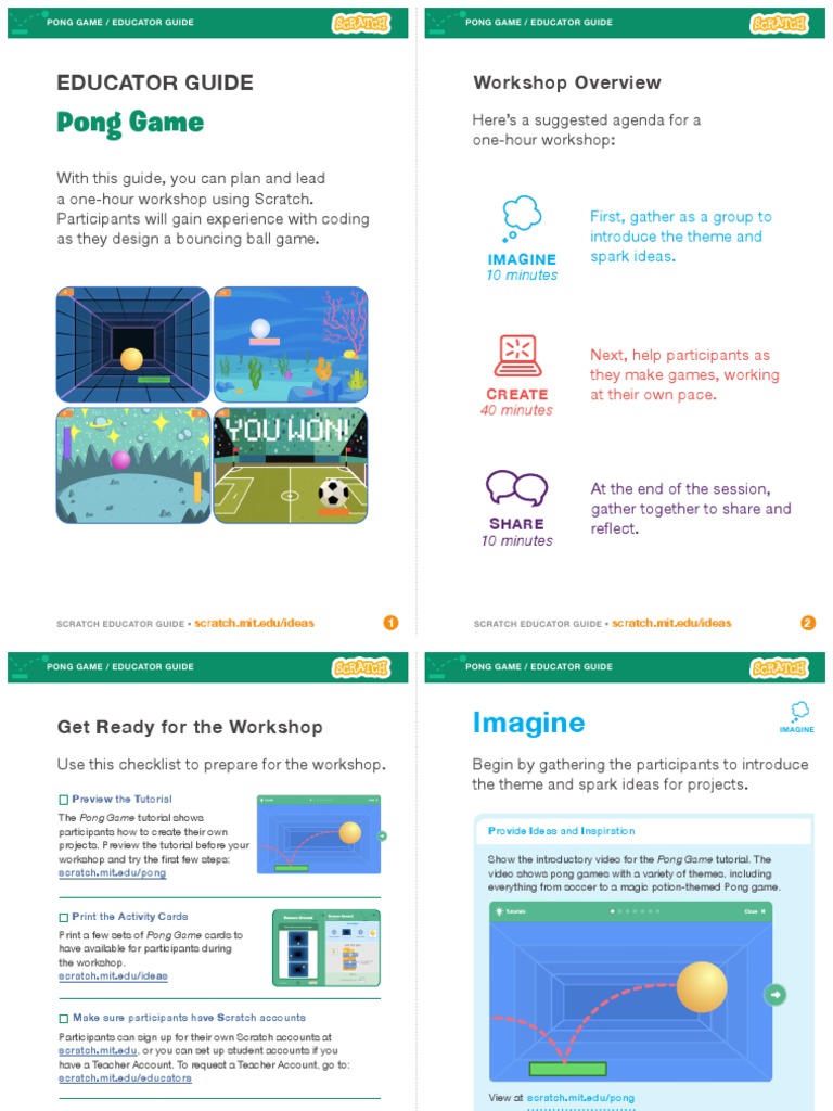 Scratch Pong Game Workshop Guide | PDF | Scratch (Programming Language ...