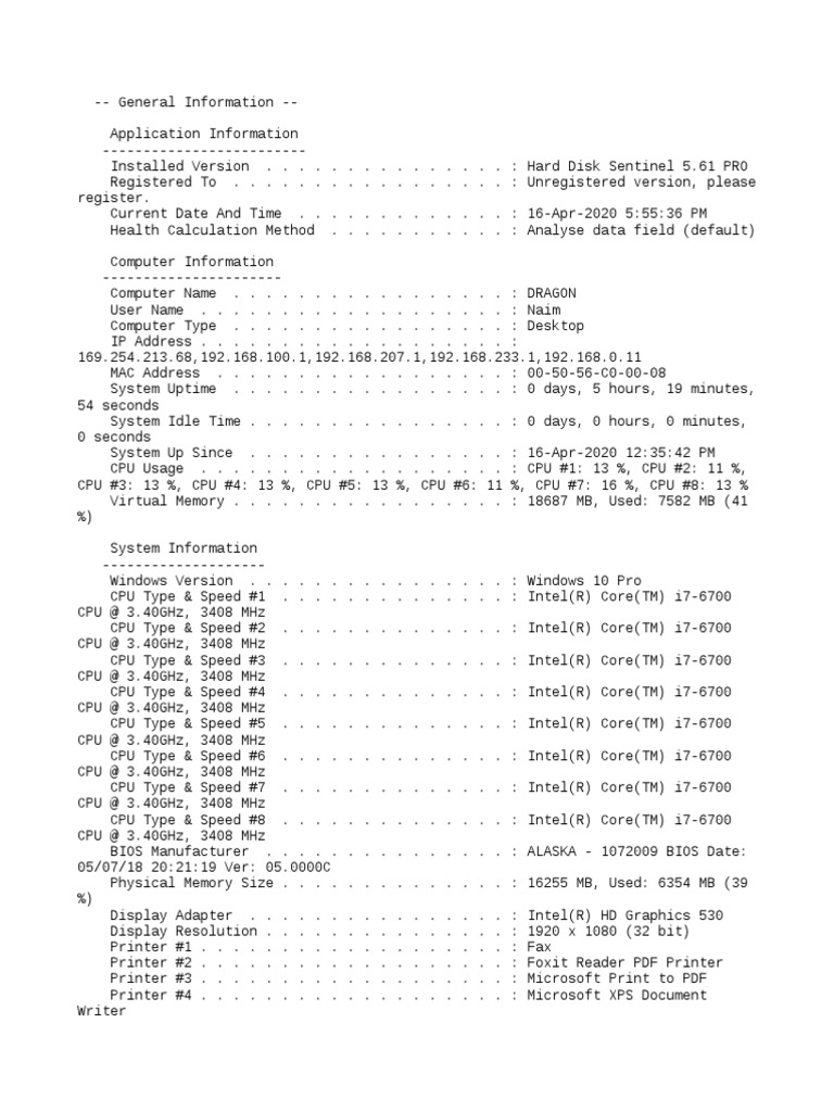 Hard Disk Information and Specifications for a Western Digital 1TB Hard