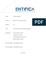 Química Orgánica - Informe 1 - Propiedades de Los Compuestos Orgánicos PDF