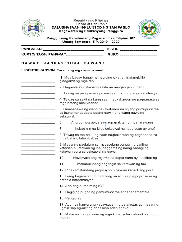 Exam Fil 107 | PDF