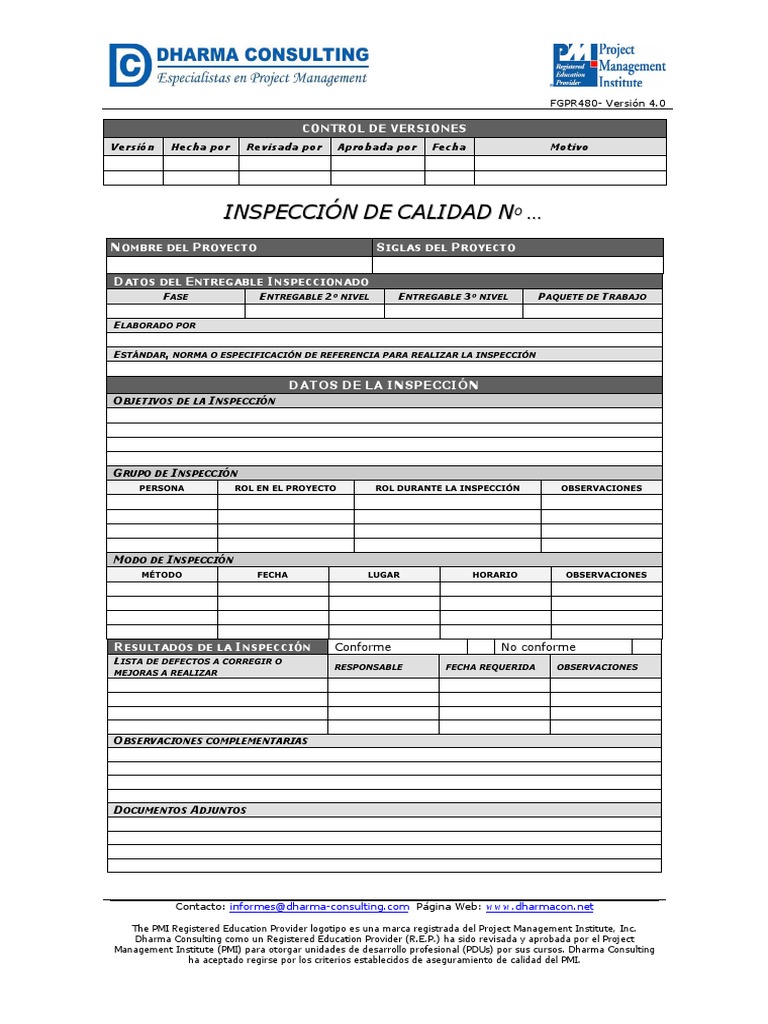 Formato de Inspección de Calidad | PDF | Crecimiento personal y ...