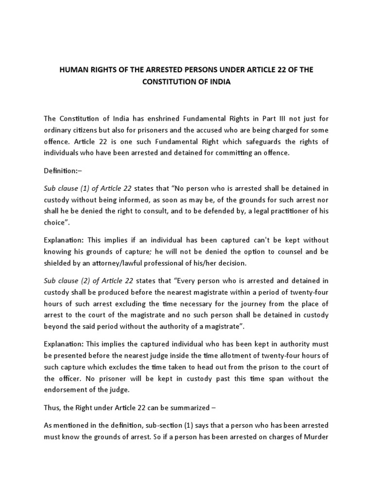 Rights of Arrested Persons in India | PDF | Remand (Detention) | Arrest