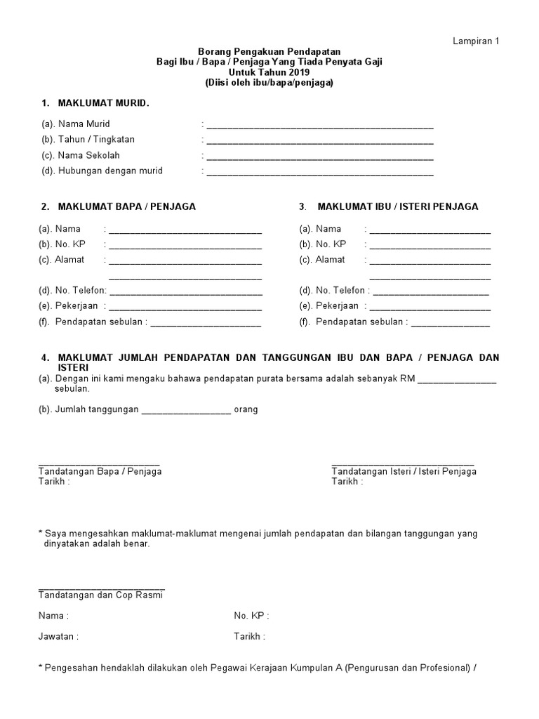 Template Pengesahan Pendapatan  PDF