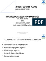 Course Code: Course Name: Colorectal Cancer Pharmacology
