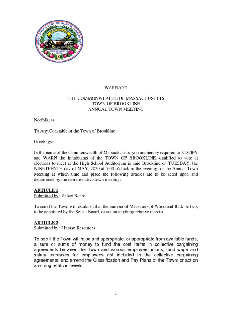 Warrant 2020 | PDF | Land Lot | Zoning