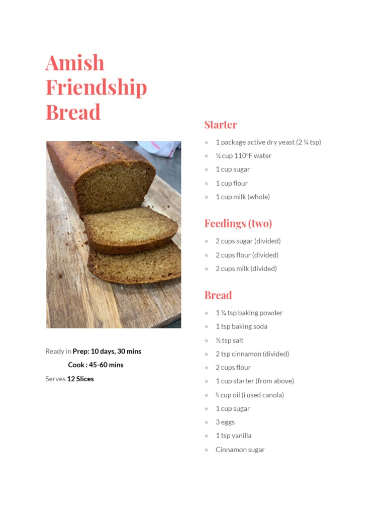 Amish Friendship Bread | PDF | Baker's Yeast | Breads