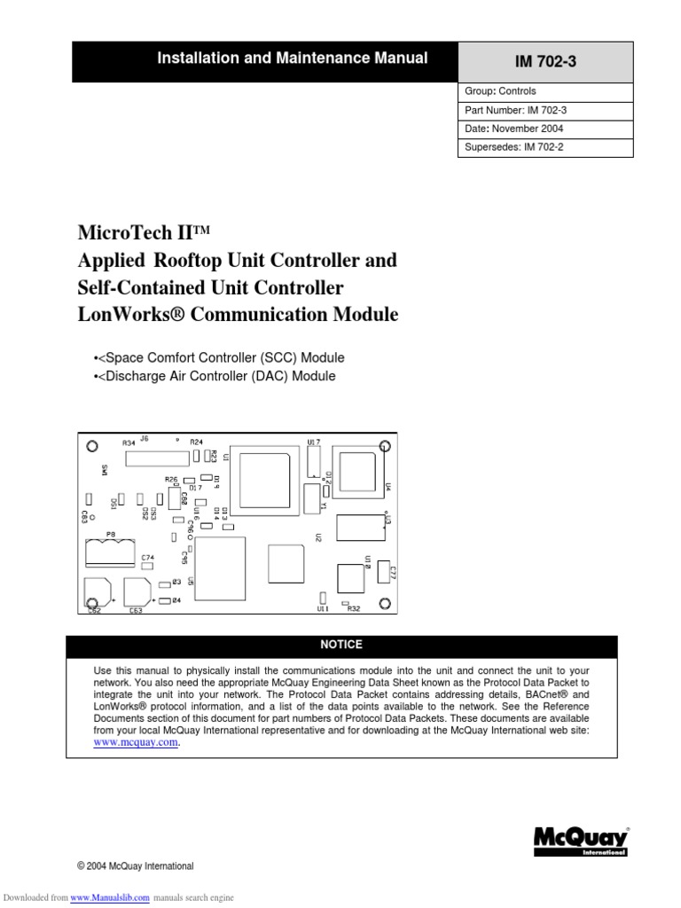 Microtech Ii Applied Rooftop Unit Controller and Self-Contained Unit ...