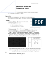 Wheatstone Bridge Experiment Resistivity Measurements