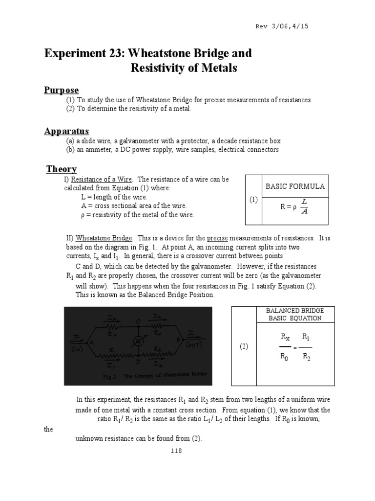 Wheatstone Bridge Experiment Guide | PDF | Electrical Connector ...