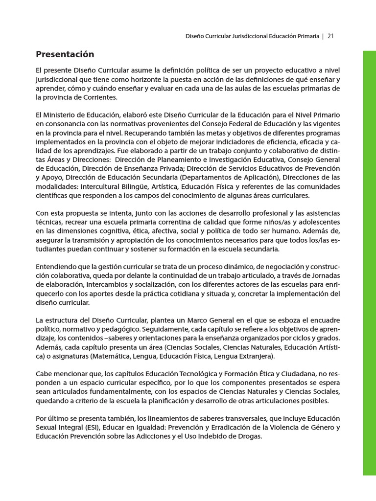 Diseño Curricular Primaria Corrientes | PDF | Plan de estudios ...