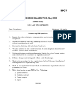 B.A.L. Degree Examination, May 2015: 120: Law of Contracts