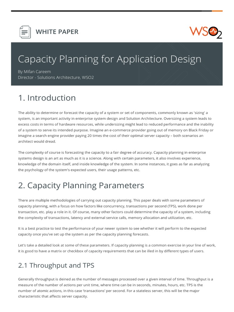 Capacity Planning For Application Design: White Paper | PDF ...