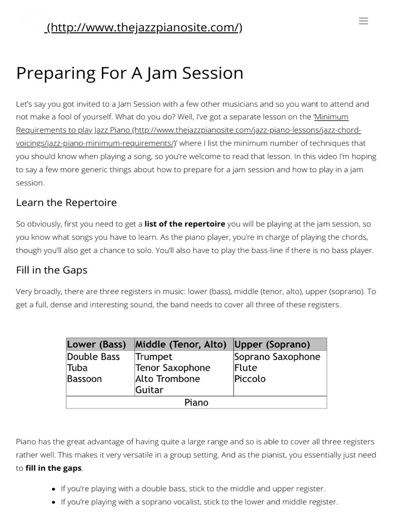 Preparing for a Jam Session | PDF | Musical Forms | Musical Instruments