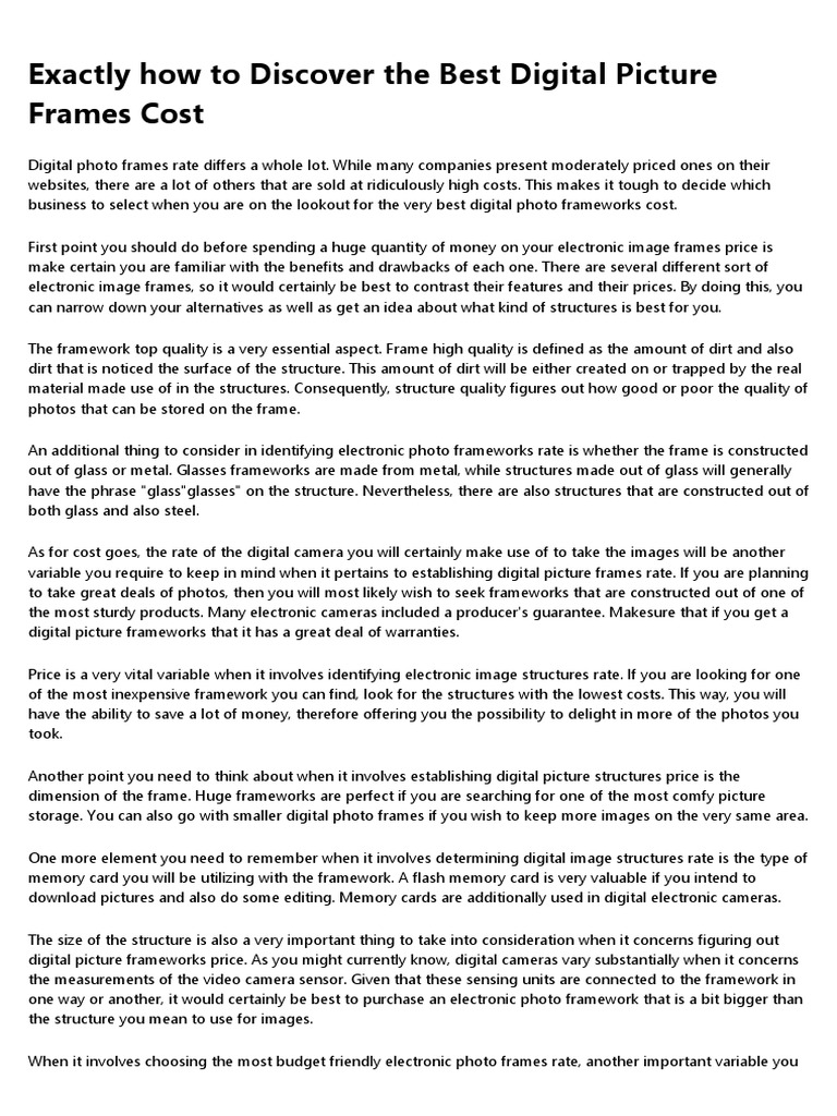 Exactly How To Discover The Best Digital Picture Frames Cost PDF