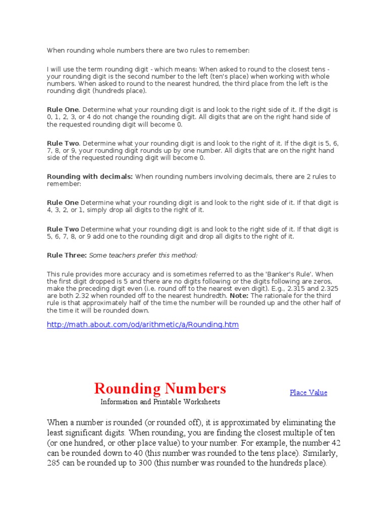 Meaning Of Rounding Off Pdf Rounding Numbers