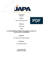 La Responsabilidad de La Familia y Otros Espacios Sociales en La Educación para La Sostenibilidad