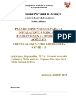 Plan de Contingencia Mercados Itinerantes