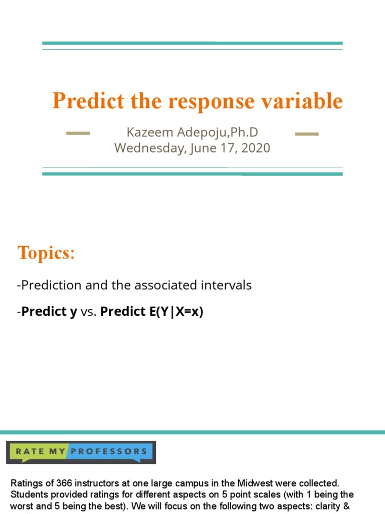 Predicting Instructor Quality Ratings | PDF | Confidence Interval ...