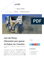 Jan de Rooy - Obsesión Por Ganar El Dakar en Camión - MotorMania - Info