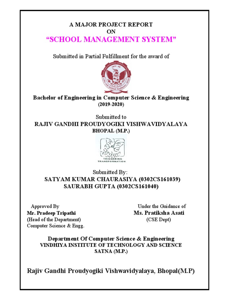 School Management System Project Report | PDF | Html Element ...