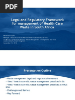 Legal and Regulatory Framework For Management of Health Care Waste in South Africa - M Kgole