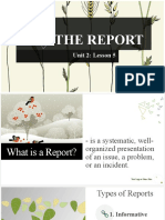 The Report: Unit 2: Lesson 5