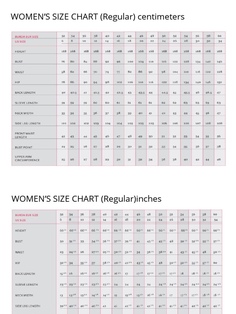 Burda Size Charts | PDF