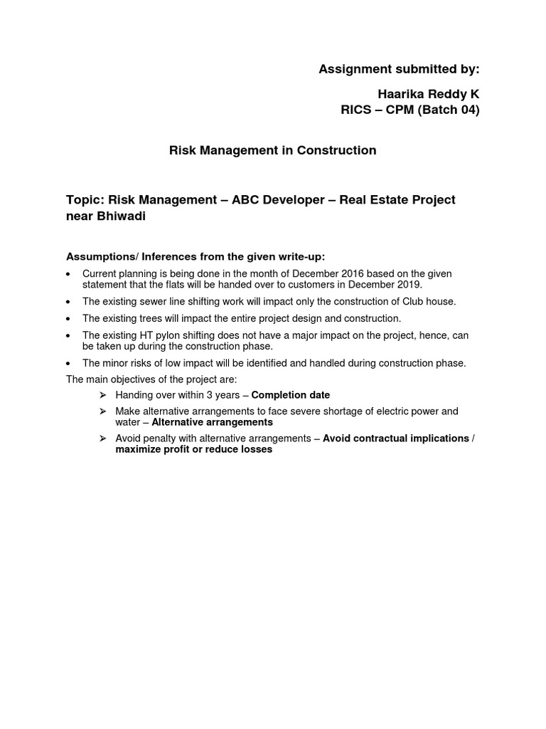 Risk Management in Real Estate Projects | PDF | Risk | Risk Management
