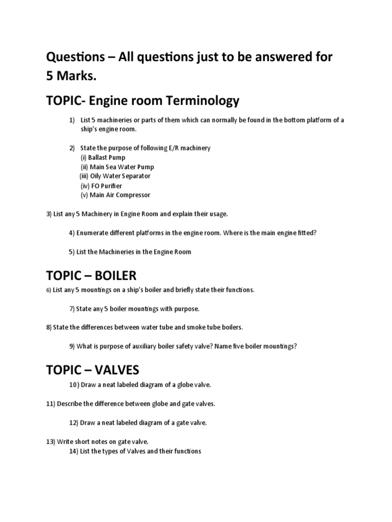Questions All Questions Just To Be Answered For 5 Marks. TOPICEngine