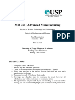 MM 361: Advanced Manufacturing: Instructions