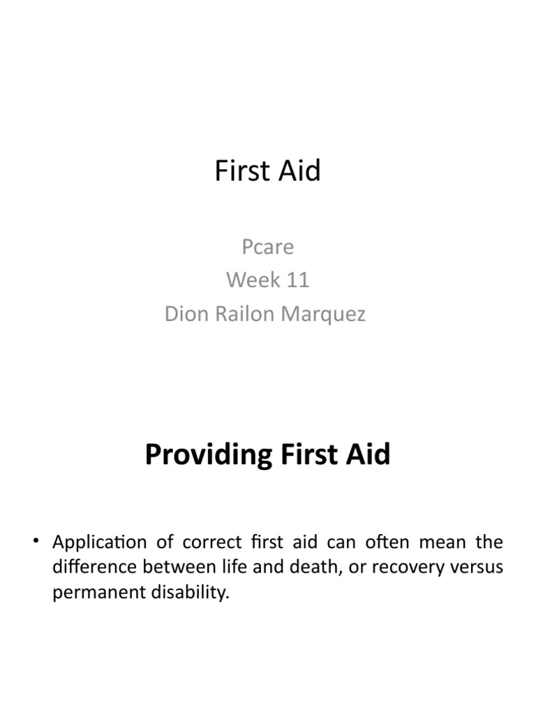 Pcare Week 11 First Aid (Handout) PDF Wound Cardiopulmonary Resuscitation
