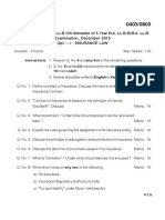 IV Semester of 3 Year LL.B./VIII Semester of 5 Year B.A. LL.B./B.B.A. LL.B. Examination, December 2015 Opt. - I: Insurance Law