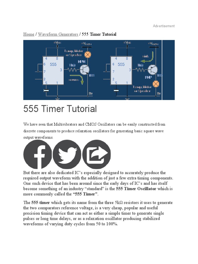 555 Timer Tutorial | PDF | Electronic Design | Electromagnetism
