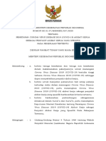 KMK No. HK.01.07-MENKES-327-2020 TTG Penetapan COVID-19 Akibat Kerja Sebagai Penyakit Akibat Kerja Yang Spesifik Pekerjaan Tertentu PDF