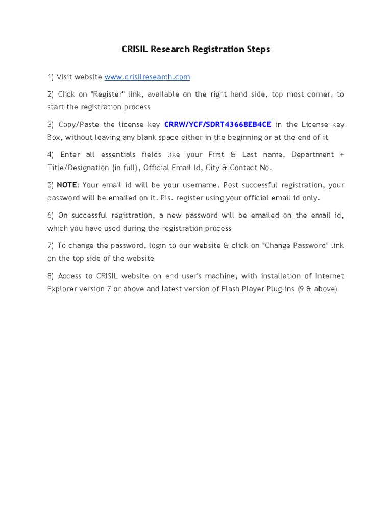 CRISIL Research Registration Guide | PDF