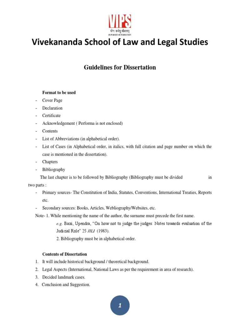 Vivekananda School of Law and Legal Studies: Guidelines For ...