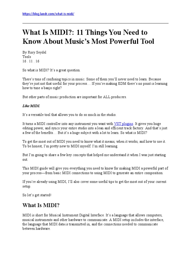 What Is MIDI PDF Synthesizer Usb